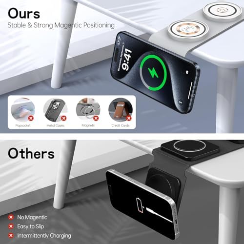 Ultimate 3-in-1 Foldable Magnetic Wireless Charger for Apple Devices – Travel-Ready Fast Charging Station for i Phone 16 Pro, Air Pods & Apple Watch Series 10, 9, Ultra, 8 – Enhanced Compatibility for All Models from i Phone 8 to 16 Pro Max Plus, Streamlined Efficiency and Portability for On-the-Go Charging