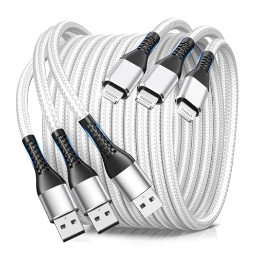 Ultra-Fast 100 W USB C to USB C Cable – 10 FT Durable Nylon Braided Charger Cord (2-Pack) for i Phone 16, 15 Pro Max Plus, Samsung Galaxy S24, i Pads – High-Speed Data Transfer & Enhanced Compatibility in Sleek Gray Finish