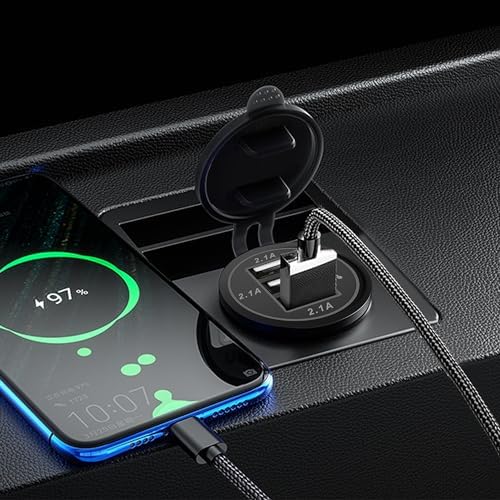 Versatile 12 V/24 V Dual USB Charger Socket – 3-Port Power Hub for Cars, Boats, RVs, and More – 2-Pack with Rapid Charging Capability and Waterproof Design for All Vehicle Types