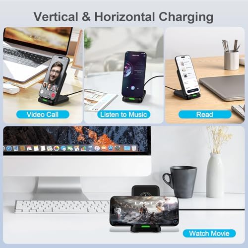 Elevate Your Charging Game: Fast 15 W Wireless Charger Pad for Moto G Power 5 G (2024/2025) & Moto G Stylus 5 G – Sleek Android Charging Stand with 18 W Adapter for Samsung S24/S23/S25+ – Enhanced Compatibility & Safety Features