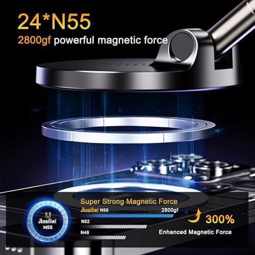 for Magsafe Car Mount Charger, 15W Wireless Car Charger Suction Cup Phone Mount, 360° Adjustable Vacuum Magnetic Phone Holder, Dashboard Car Mount for iPhone 16e Pro Max 15 14 13 – Enhanced Compatibility and Speed