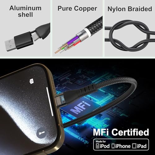 Transform Your Charging Routine with the 60 W Fast Charge 3-in-2 USB C Cable – MFi Certified Compact Solution for Apple Watch & Multi-Device Compatibility – Perfect 6.5-Inch Travel Charger for i Phone 16/15/14 & Galaxy Smartphones – Durable, Efficient, and Ideal for On-the-Go Power Needs