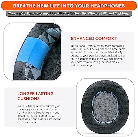 Experience Ultimate Comfort with WC Freeze Nova Pro Wireless Cooling Gel Earpads for Arctis Nova Pro – Exclusive 90’s Black Design, Enhanced Durability & Sound Isolation, Tailored Fit for Gamers Seeking Maximum Performance and Prolonged Play Sessions