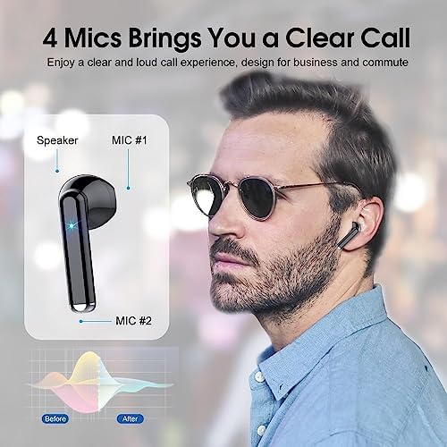 Elevate Your Audio Experience with OYIB Bluetooth 5.3 Wireless Earbuds – Advanced Noise Cancelling Earphones Featuring 4-Mic Clarity, Touch Control, and IPX7 Waterproof Design for Enhanced Workout Performance – LED Battery Display for Real-Time Monitoring and Effortless Connectivity