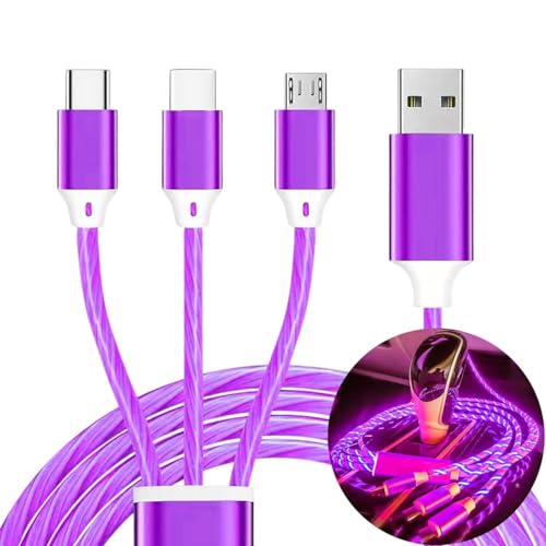 TISTIPPL 3-in-1 Illuminated Charging Cable – Fast Charge with Multi-LED Indicator, Universal Compatibility for Smartphones & Tablets, Durable & Portable Design Perfect for Travel and Daily Use