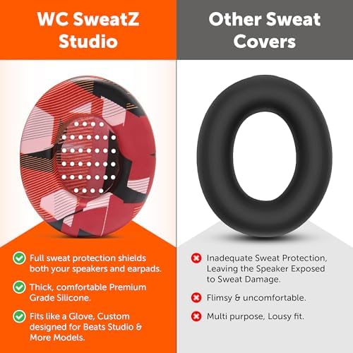 Upgrade Your Beats: WC Sweat Z Studio Earpad Covers for Studio 2 & 3 | Revolutionary Sweatproof Design, Effortlessly Washable, Perfect Fit | Unmatched Protection for Headphones & Enhanced Comfort
