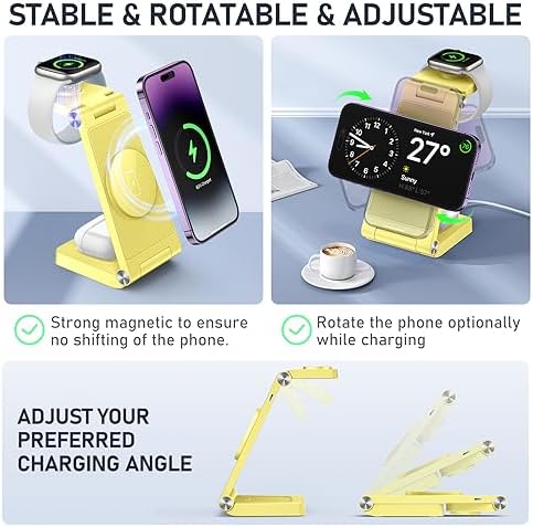Innovative 3-in-1 Magnetic Wireless Charging Station – Premium Foldable Dock for i Phone 16/15/14/13/12, Apple Watch Ultra/Series 9-2, and Air Pods – Ultimate Travel-Friendly Power Hub with Superior Rapid Charging for Tech Savvy Professionals and On-the-Go Users