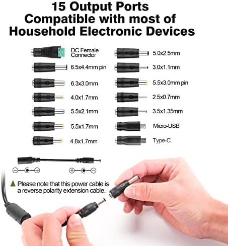 Universal Adjustable DC Power Supply Adapter, 3 V-24 V, 3 A, 72 W – Versatile AC to DC Converter with 14 Interchangeable Tips for Maximum Device Compatibility and Enhanced Performance