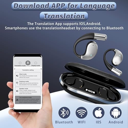 Unlock Your Audio Potential with Next-Gen Open-Ear Wireless Earbuds – Bluetooth 5.4 Headphones Offering Superior ENC Noise Cancellation, Rich Hi-Fi Sound, and Immersive Deep Bass; IP54 Water-Resistant for Active Adventures with an Astounding 68-Hour Battery Life – Ideal for Running, Traveling, Work, Cycling, and Intense Workouts; Features AI Translation for Effortless Multilingual Communication and Seamless Device Pairing
