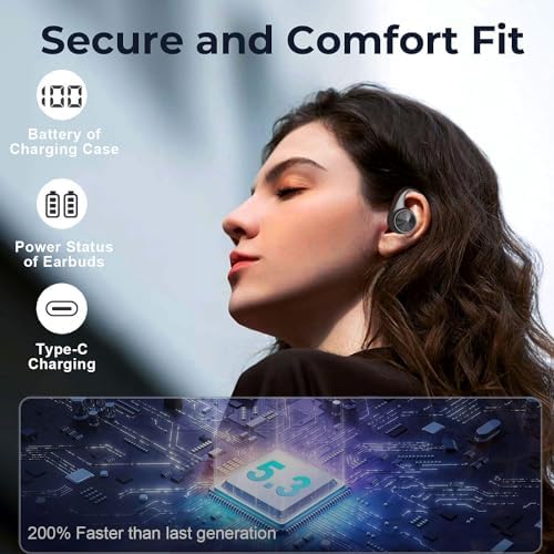Elevate Your Audio Experience with Game Xtrem Bluetooth 5.3 Wireless Earbuds – Unmatched 60-Hour Battery Life, Deep Bass Sound for Total Immersion, and IPX7 Waterproof Design – Tailored for Active Lifestyles with Secure Over-Ear Hooks for Ultimate Stability and Enhanced ENC Microphone for Clear Calls – Ideal for Fitness Enthusiasts, Runners, and Daily Use.
