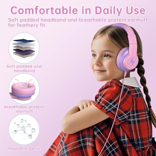 Unleash Your Child’s Potential with Premium USB-C Over-Ear Headphones – Crisp HD Audio, Safe Volume Control for Young Ears, Perfect for Learning and Adventure, Compatible with i Pads, PCs, Tablets – Stylish Foldable Design in Eye-Catching Blue for Ultimate Comfort and Engagement
