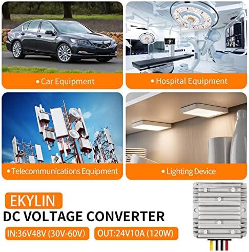 Heavy Duty Waterproof 24 V to 12 V DC Power Converter – 5 A 60 W Versatile Adapter for Vehicles, Marine, and Solar Applications by EKYLIN Power Accessories – Reliable, Durable, and Efficient Power Solution for Every Outdoor Adventure