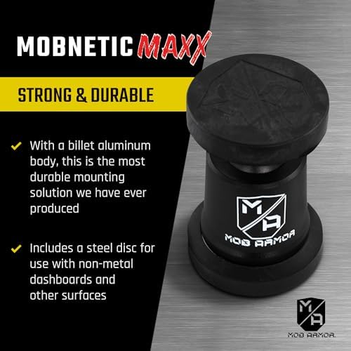 Mob Armor Mob Netic Maxx – Premium USA-Made Magnetic Phone Holder for Cars, Versatile 360° Rotation & 90° Tilt, Durable Aluminum Design, Perfect for i Phone & Android Devices – Enhance Your Driving Safety and Convenience