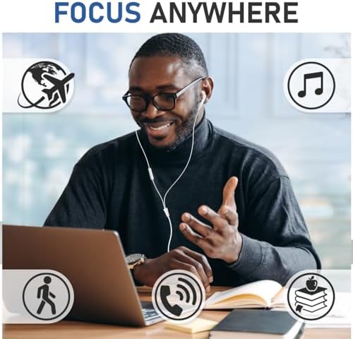 LUDOS FEROX Premium Wired Earbuds – 2-Pack Noise-Isolating Earphones with Integrated Microphone for Crystal-Clear Calls, 5-Year Warranty, Compatible with i Phone, Samsung & Laptops – Perfect for Students and Professionals Who Demand Superior Audio Quality and Comfort on the Go