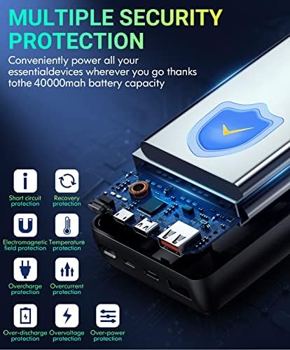 High-Capacity 40000 m Ah Portable Power Bank – Advanced PD 30 W & QC4.0 Fast Charging with Built-In Dual Output Cables and LED Battery Indicator for i Phone, Android, and All Electronic Devices – Ultimate Charging Solution for On-the-Go Power Needs
