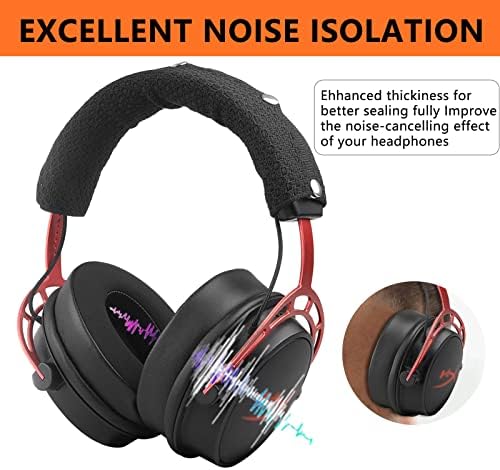 Ultimate Comfort Replacement Ear Pads for Hyper X Cloud II Wireless & Cloud Alpha – Luxurious Velour & Premium Protein Leather with High-Density Foam for Enhanced Gaming Experience – Quick Installation & Sleek Black Design