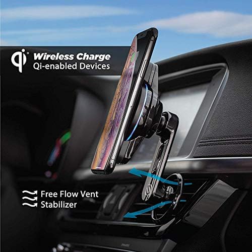 SCOSCHE Magic Mount Charge3 10 W Qi-Certified Vent Wireless Charger – Magnetic Phone Holder for Effortless Charging and Navigation in Your Car