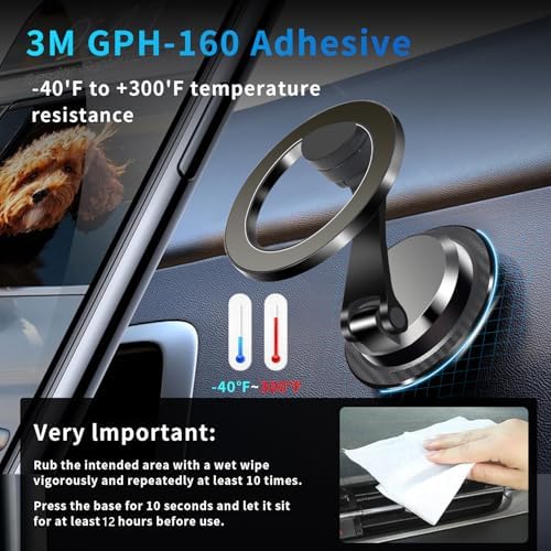 YAOKEE Magnetic Dashboard Phone Holder for i Phone 16 Series – 2800 gf Ultra-Strong Grip Car Mount with 360° Adjustable Viewing for Optimal Navigation – Sleek Black Finish for Modern Vehicles – Reliable Hands-Free Solution for Safe Driving
