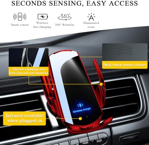 15 W Fast Charging Wireless Car Charger Mount – Universal Air Vent Phone Holder with Smart Sensor Technology for Quick Power-Ups, Sleek Silver Design, Enhanced Compatibility for Most Smartphones – Ideal Automotive Accessory for Safe, Hands-Free Navigation