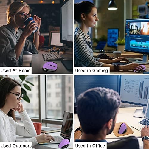 Elevate Your Comfort and Style with the memzuoix Purple Ergonomic Wireless Mouse – Right-Handed Vertical Design for Natural Wrist Posture, Adjustable DPI of 800/1200/1600, Perfect for PCs, Laptops, and Desktops – Experience Lag-Free 2.4 G Connectivity and Enhanced Productivity!