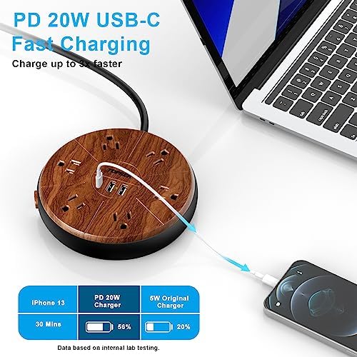 TOPREK Ultra-Slim 5-Outlet Power Strip with USB-C and USB-A Ports – 5 FT Flat Extension Cord Surge Protector for Efficient Charging in Home, Office, and Travel – Compact Design for Enhanced Portability and Safety