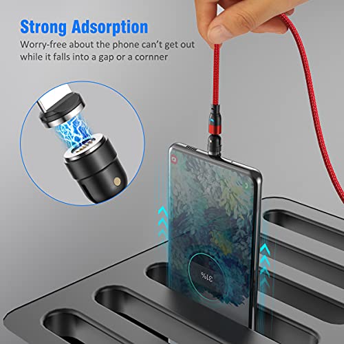 Revolutionize Your Charging Experience with A.S 3-in-1 Magnetic Charging Cable – Versatile 3-Pack (3.3 ft + 2 x 6.6 ft) Featuring 540° Rotating Connector for Effortless Alignment, Fast Charging & Durable Nylon Braiding – Perfect for i Phone, Android & Type-C Devices