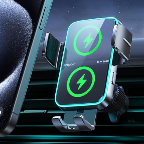 JOYROOM Dual Coil Wireless Car Charger Mount – Fast Charging Phone Holder with Auto Smart Clamping for i Phone 16 Pro Max & Samsung Galaxy S24/S24/S22/21 Ultra – Ultimate Compatibility and Convenience for On-the-Go Navigation