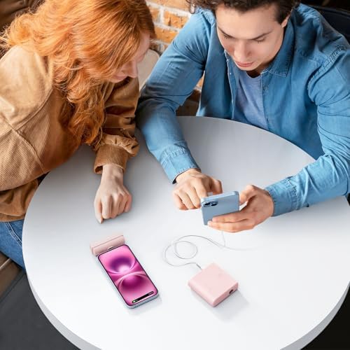 i WALK 13500 m Ah USB-C Portable Charger – Ultra-Fast Charging Power Bank for i Phone 16/15/16 Plus/16 Pro Max, i Pad & More – Lightweight Battery Pack in Stylish Pink for On-the-Go Convenience and Enhanced Device Compatibility