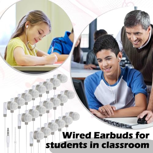 Vibrant 60-Pack Kids Earbuds – Durable Wired Earphones for Classroom Learning – Lightweight 3.5 mm Student Headphones Compatible with PCs, Chromebooks & Laptops – Colorful Design to Engage Young Minds – Ideal for Daily Educational Use