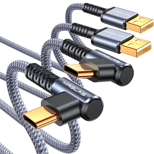 MRGLAS 3.2 A USB-C Charger Cable Pack – Versatile 4-Pack with Right Angle Design (10 FT, 6.6 FT, 3.3 FT, 1.6 FT) for Fast Charging i Phone 16/15, Samsung S10/S9, LG Smartphones – Durable Braided USB A to Type C Cords for Enhanced Performance and Compatibility