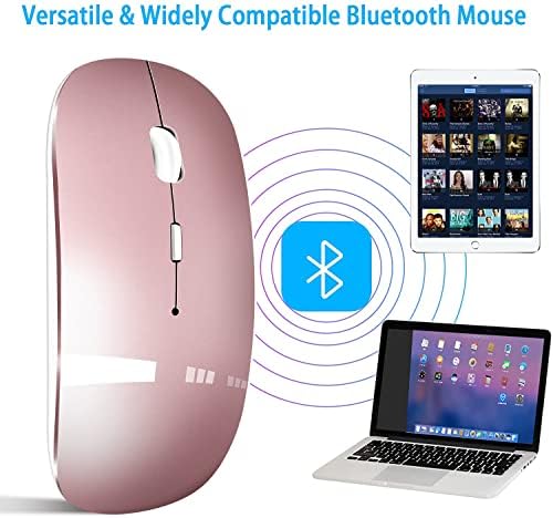 Elevate Your Productivity with the Versatile Wireless Mouse – Rechargeable Bluetooth 5.2 Connectivity, Three Modes (USB-A & USB-C Compatible) for Seamless Use with Mac Book, Chromebook, and More – Silent Click Design for Distraction-Free Work, Sleek Black Finish, Perfect for Travel and Home Office Efficiency