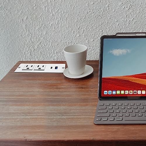 Recessed USB C Power Station for Fast Charging: 2 Outlets & 2 USB Ports (PD20 W & QC18 W) – Space-Saving Desktop Power Strip with Flat Plug for Easy Mounting on Desks, Sofas, Cabinets, and Nightstands (Sleek Black Finish) – Optimal Power Supply Solution for Home & Office Use