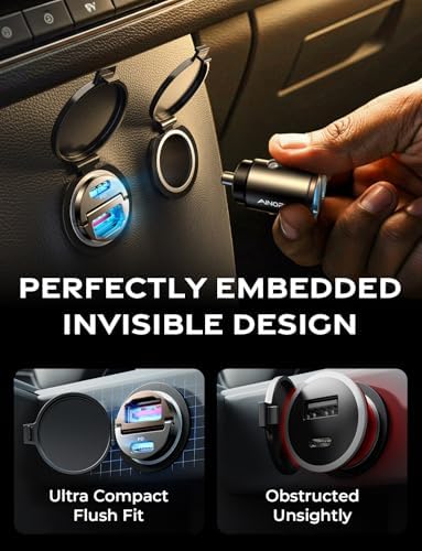 AINOPE 90 W Ultra-Fast Compact Car Charger with Dual USB-C Ports – Innovative Invisible Design for Seamless Integration in Vehicles, Perfect for Samsung Galaxy S25/S24 Ultra Plus & i Phone 16/15/14/13/12 Pro Max – Enhance Your Charging Experience on the Go