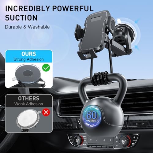 TEKING Advanced Car Phone Holder with Reinforced Metal Hook – Universal Air Vent Mount for i Phone 15/14/13/12 Pro Max & Samsung S24 Ultra – Sleek Translucent Design for Enhanced Aesthetics & Secure Smartphone Fit (120-75 mm) – Effortless Tool-Free Installation & Ultimate Hands-Free Convenience