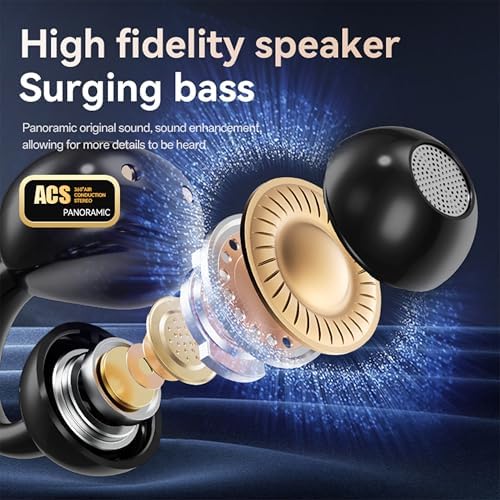 Revolutionary Open Ear Wireless Headphones with LED Touch Controls – Bluetooth 5.4 Sports Earbuds for Active Lifestyles, Waterproof, and Comfortable Fit for i OS, Android, Tablets, and Laptops (Vibrant Purple) – Elevate Your Workout Experience with Unmatched Sound Quality and Situational Awareness