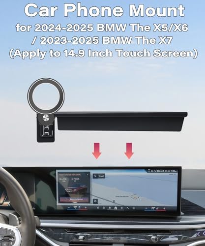 Premium Magnetic Car Phone Holder for 2024-2025 BMW X5/X6 & 2023-2025 X7 – 360° Rotating Smartphone Mount with Secure Clip for 14.9-Inch Touchscreen – Essential Hands-Free Accessory for Safe Driving & Effortless Smartphone Integration
