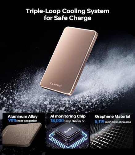 Ultra-Slim Magnetic Power Bank for i Phone – 5000 m Ah Fast Charging Wireless Charger, Lightweight Alloy Design, Sleek Aluminum Finish with Advanced Heat Management, Perfect for i Phone 16/15 Pro Max/14/13/12 – Stay Powered Anywhere, Anytime