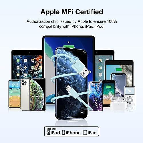 Premium 3-Pack Apple MFi Certified Lightning to USB Charging Cables – 3 ft Fast Charge Cords for i Phone 14 Pro Max, 13 Pro Max, 12 Mini, and More – Durable, High-Performance Design for Seamless Connectivity and Versatile Use at Home, Office, or On-the-Go