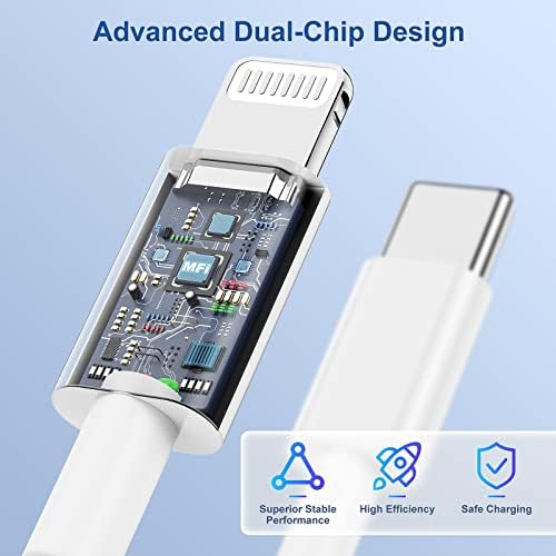 Lightning-Fast 20 W Apple Charger with MFi Certification – 6 ft USB-C to Lightning Cable Included for i Phone 14 Pro Max/14/13 Pro/12 Mini/12/11 & i Pad Air – Compact Power Block for Ultimate Portability and Rapid Charging Efficiency