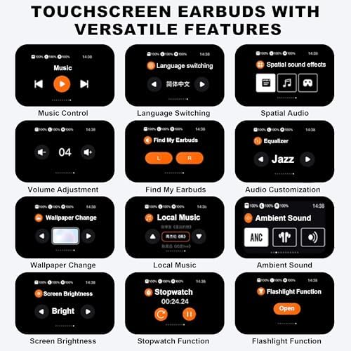 Revolutionary AI Translation Earbuds – Effortless Two-Way Communication with Touch Screen Display, Supporting 144 Languages – Wireless Noise-Canceling Earphones for Travelers and Professionals – Compact Design with Extended Battery Life for Ultimate Portability and Connection