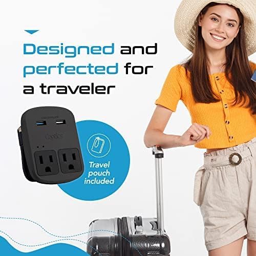Compact Travel Power Adapter Set for Brazil, Peru & Chile – 20 W Dual USB & USB-C Charger with 2 USA Sockets – Fast Charging with Type C & N Attachments – Portable Plug Converter for Global Travelers – Stay Connected Anywhere