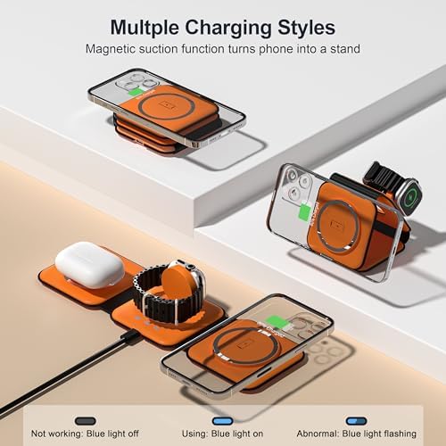 UCOMX Foldable 3-in-1 Wireless Charging Station: Ultimate Travel Charger for i Phone 12-16 Pro Max, Apple Watch Series 3-Ultra, and Air Pods Pro – Rapid Nano Technology for Fast, Safe Charging & Clutter-Free Convenience