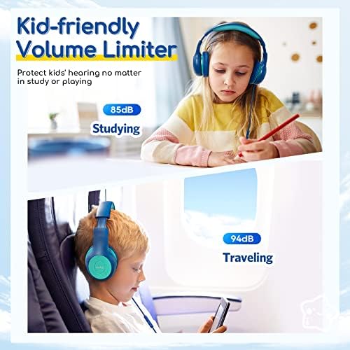 Kid-Friendly Foldable Wired Headphones with Microphone – Volume Limiting Safety (85/94 d B) for Hearing Protection, Share Port for Collaborative Audio, Ideal for Tablets, PCs, and School Use – Enhanced Type C Compatibility for Optimal Sound Quality and Comfort