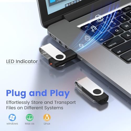 ABLAZE 20-Pack Portable 2 GB USB Flash Drives with Lanyards – Reliable USB 2.0 Thumb Drives for Effortless Data Storage and Transfer – Ideal for Students, Professionals, and Promotional Use – Compact Swivel Design for Enhanced Portability and Compatibility