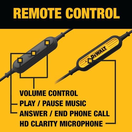 DEWALT Heavy-Duty USB-C Earbuds: Premium Waterproof Jobsite Headphones for i Phone 15/16 Pro Max & Samsung S23 Ultra – Superior Sound Quality with Built-in Mic and Volume Control for Professionals – Durable, Ergonomic Design for All-Day Comfort and Seamless Connectivity