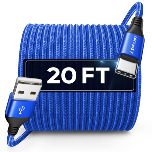 20 FT Extra-Long USB C Charging Cable – High-Speed Nylon Braided Cord for Mac Book, PS5, Nintendo Switch & More – Flexible, Durable, Tangle-Resistant Design for Effortless Connectivity and Rapid Data Transfer