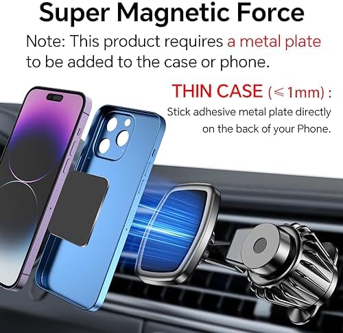 Premium 2-Pack Magnetic Car Vent Phone Mount – Strong Magnet & 360° Rotating Design for i Phone & Samsung – Enhanced Stability & Effortless Installation for Ultimate Driving Convenience