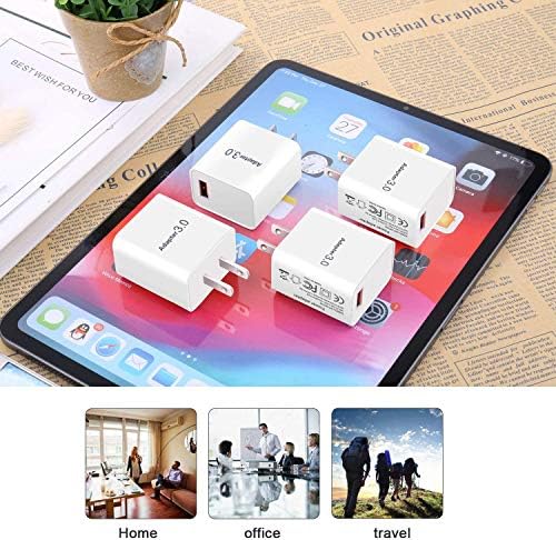 Ultra-Fast Charging 3.0 Wall Adapter – 18 W USB Power Block for Quick Device Recharge | 4-Pack Compatible with i Phone 16/15/14 Pro Max, Galaxy S23/S22, A03 s – Compact and Travel-Friendly Design for Enhanced Efficiency and Versatility