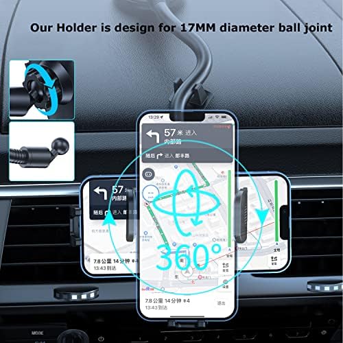 Universal Gooseneck Car Phone Holder Mount – Versatile Dashboard, Windshield & Air Vent Stand for All Smartphones, Anti-Shake Handsfree Design for Safe Navigation & Easy Accessibility, Quick Install Cradle for i Phone & More