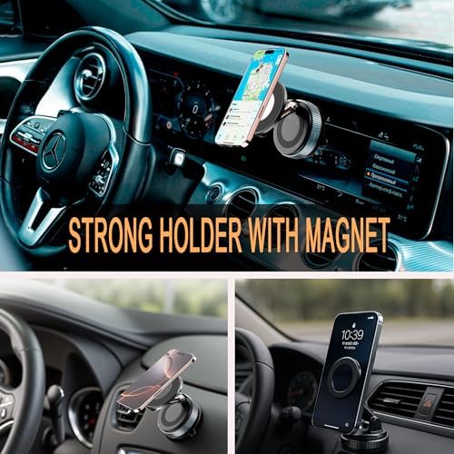Magnetic 360° Car Phone Holder – Strong Vacuum‑Lock Suction Cup | Dashboard & Windshield Mount | Universal for iPhone, Samsung & All Smartphones – Enhanced Compatibility and Speed